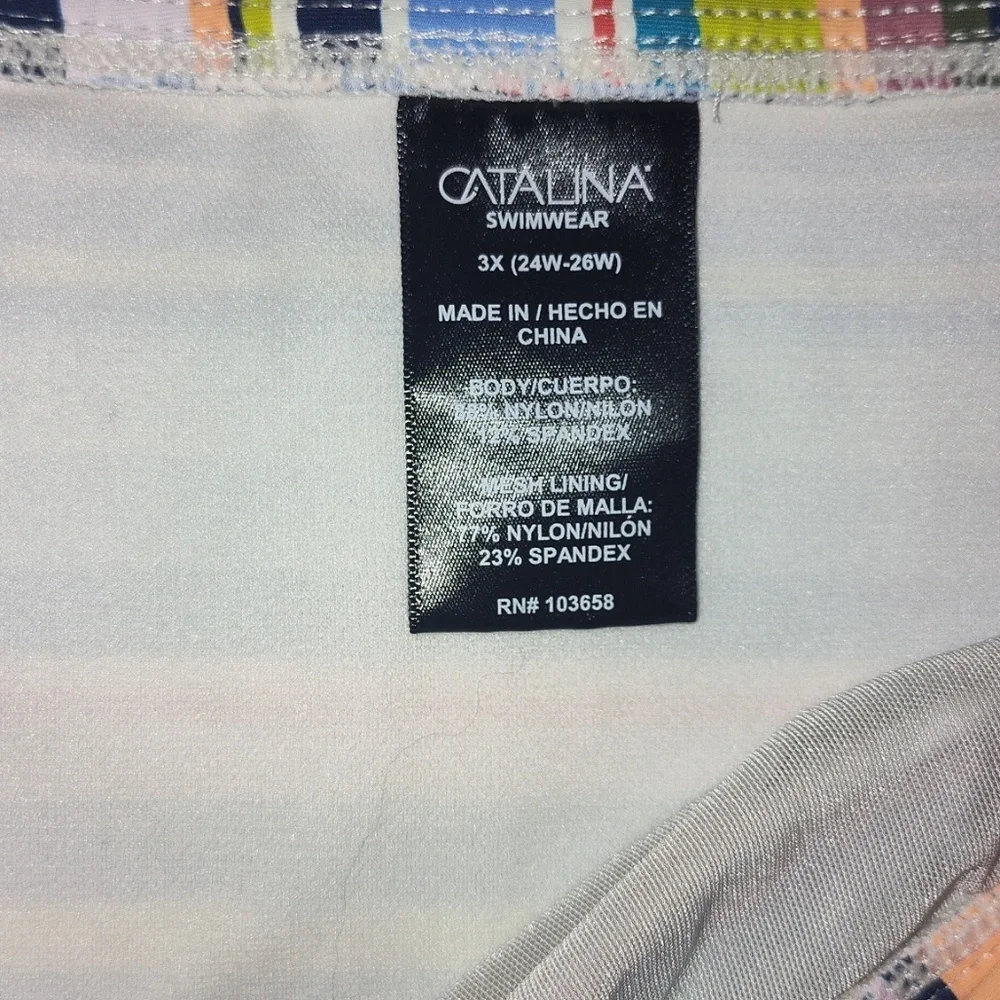 Catalina Swim Brief High-Waist Striped Soft Stretch Fabric Multicolor Women’s 3X - Picture 6 of 6